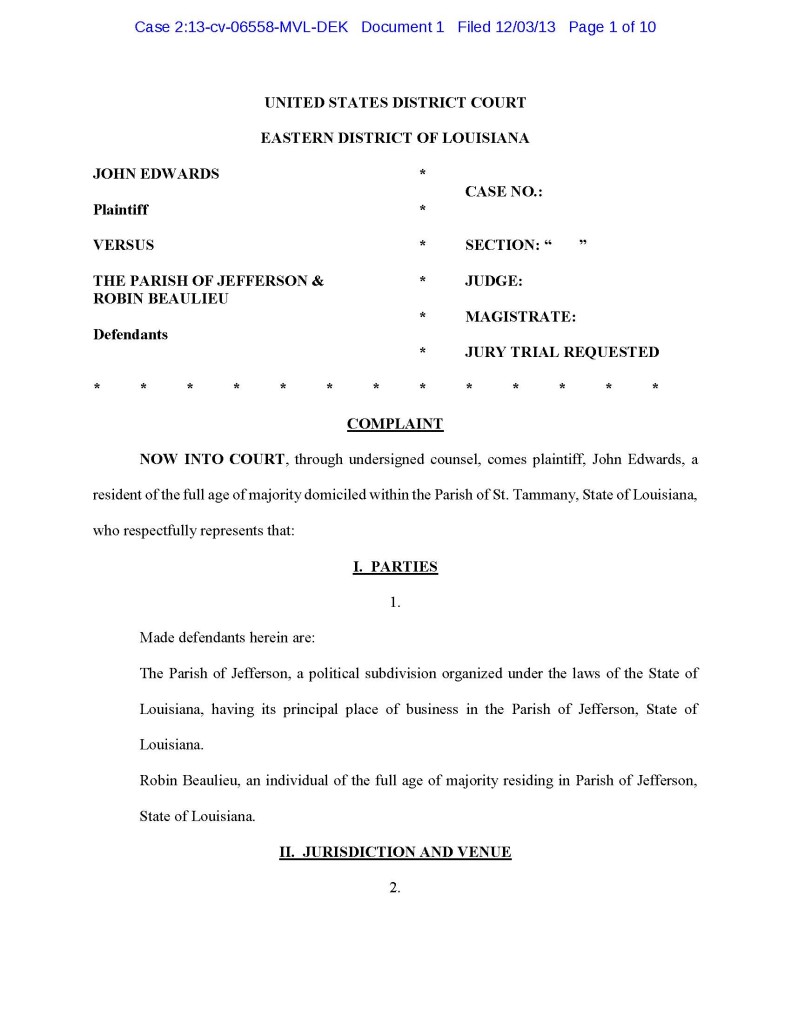 Edwards v Jefferson Parish Doc 1