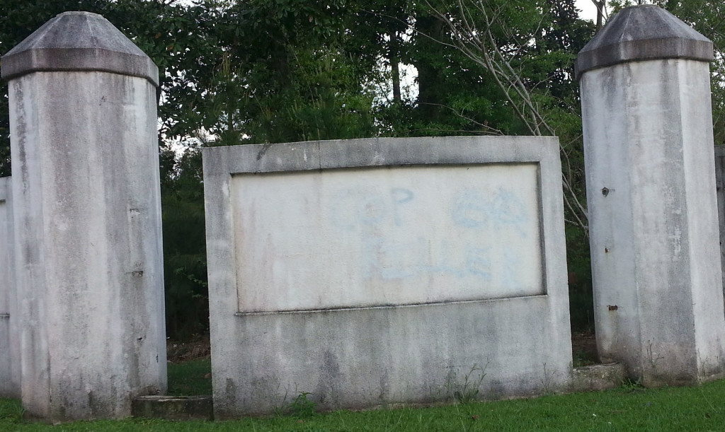 Spray painteded "Cop Killer" on Frank Palazzo's fence