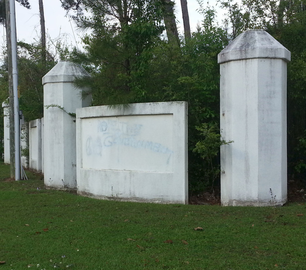 "Rape the Government" spray painted on Frank Palazzo's fence