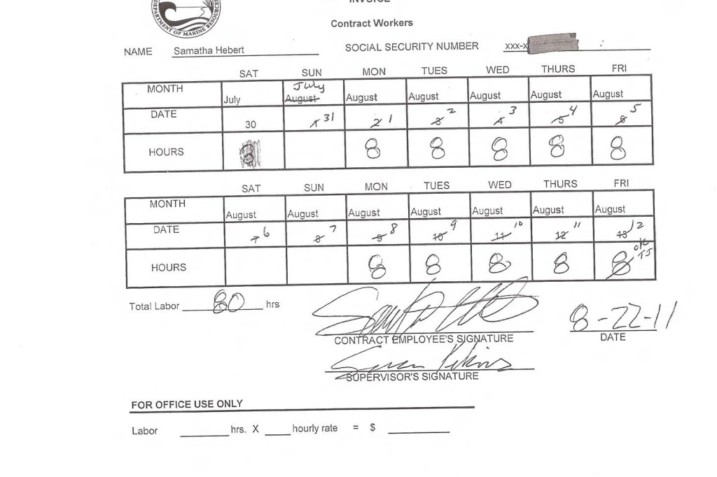 Samantha Hebert Timesheets 2