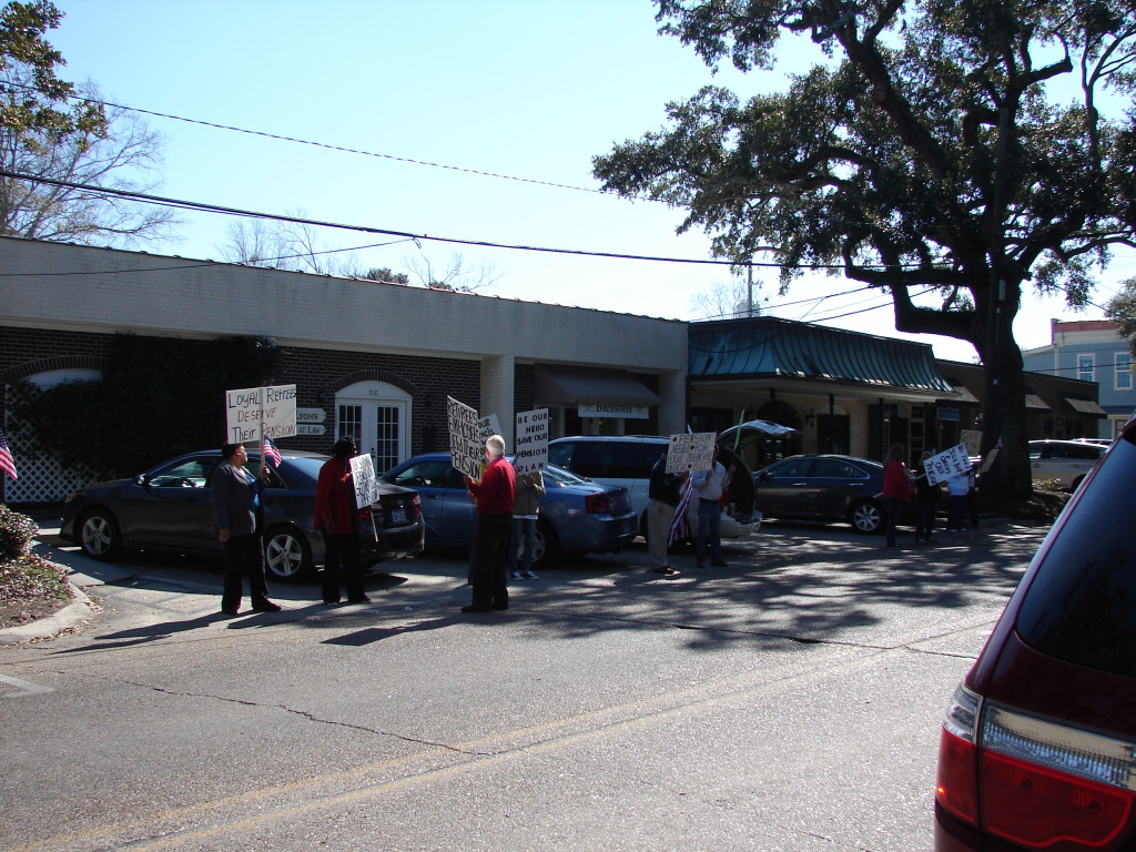 2/11/15 SRHS Retiree Protest in downtown Ocean Springs | Slabbed New Media LLC