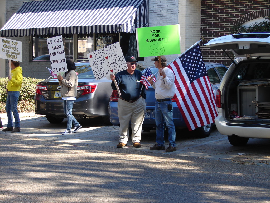 2/11/15 SRHS Retiree Protest in downtown Ocean Springs | Slabbed New Media LLC