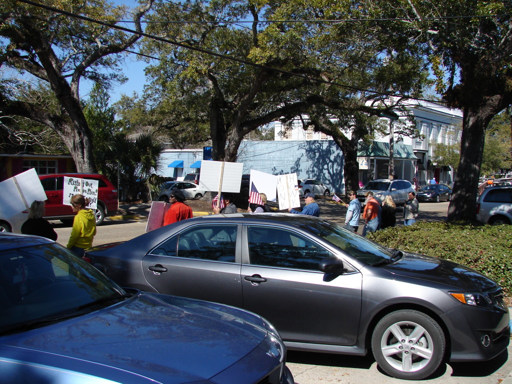 2/11/15 SRHS Retiree Protest in downtown Ocean Springs | Slabbed New Media LLC